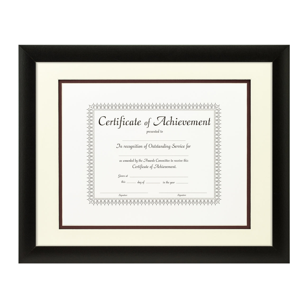 Contemporary Black Document Frame – Papyrus/Maroon Mat