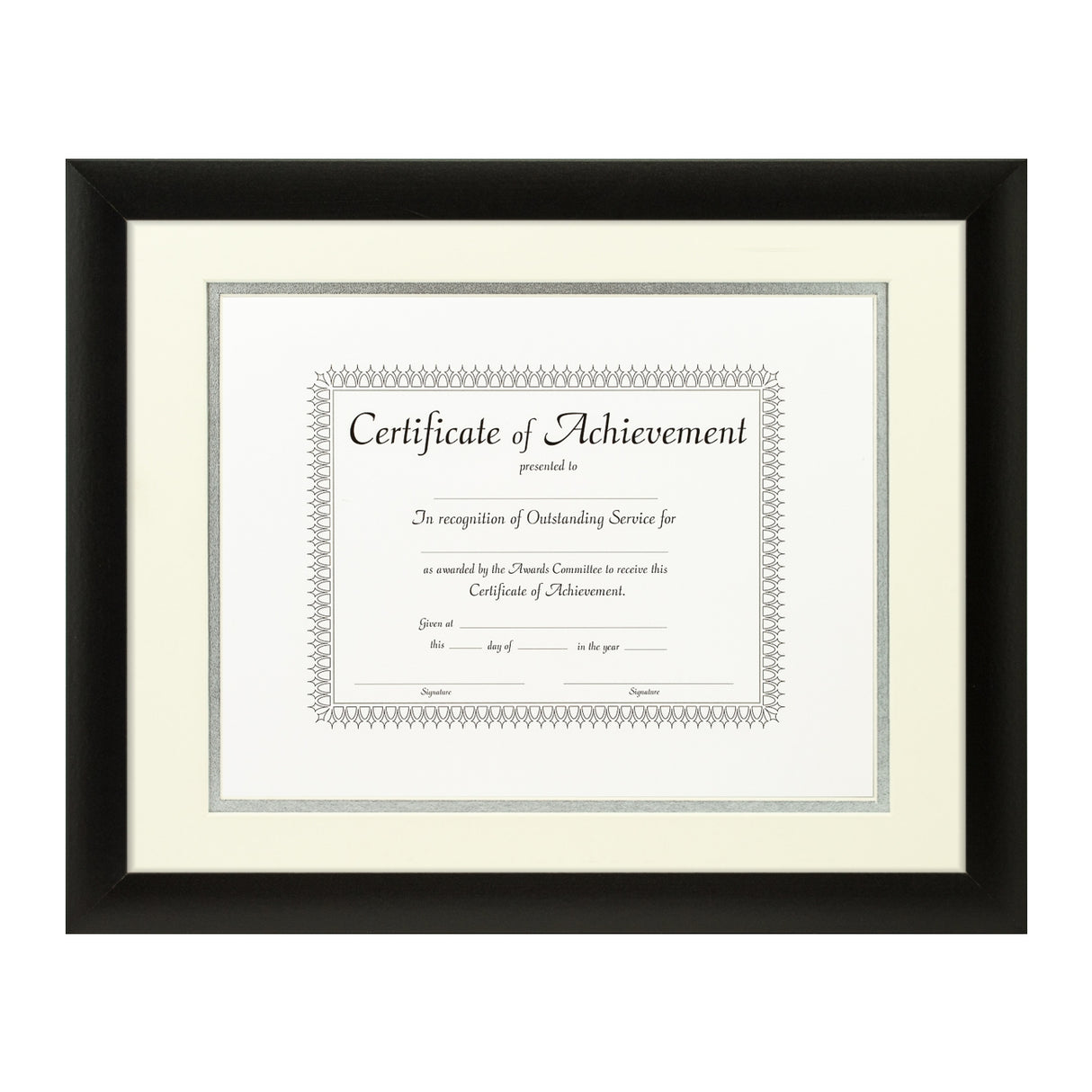 Contemporary Black Document Frame – Papyrus/Silver Mat