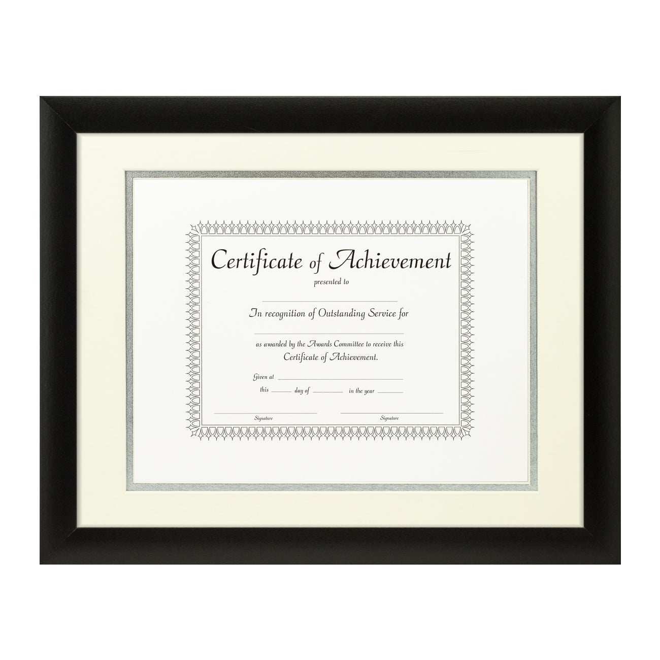 Contemporary Black Document Frame – Papyrus/Silver Mat