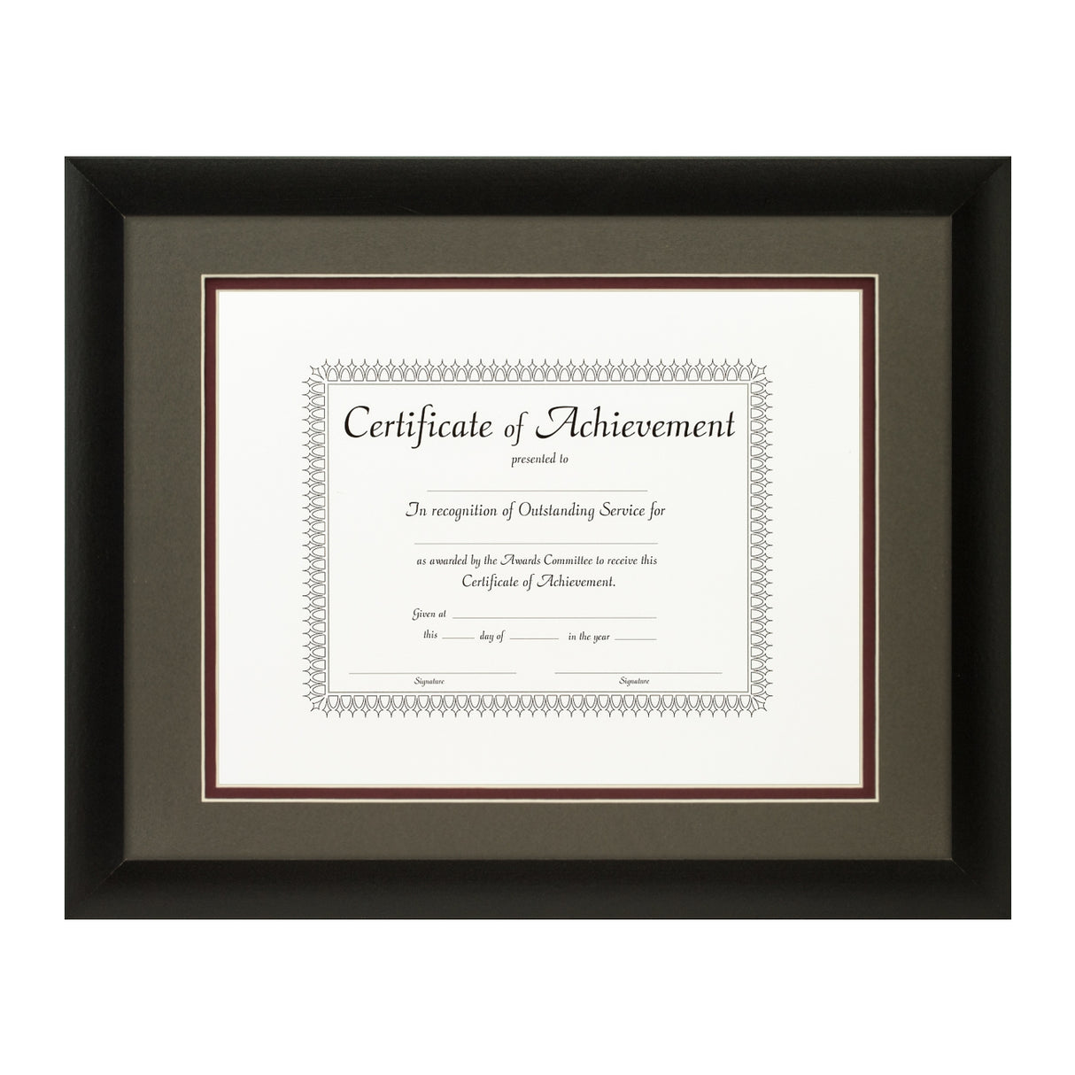Contemporary Black Document Frame – Cinder/Maroon Mat