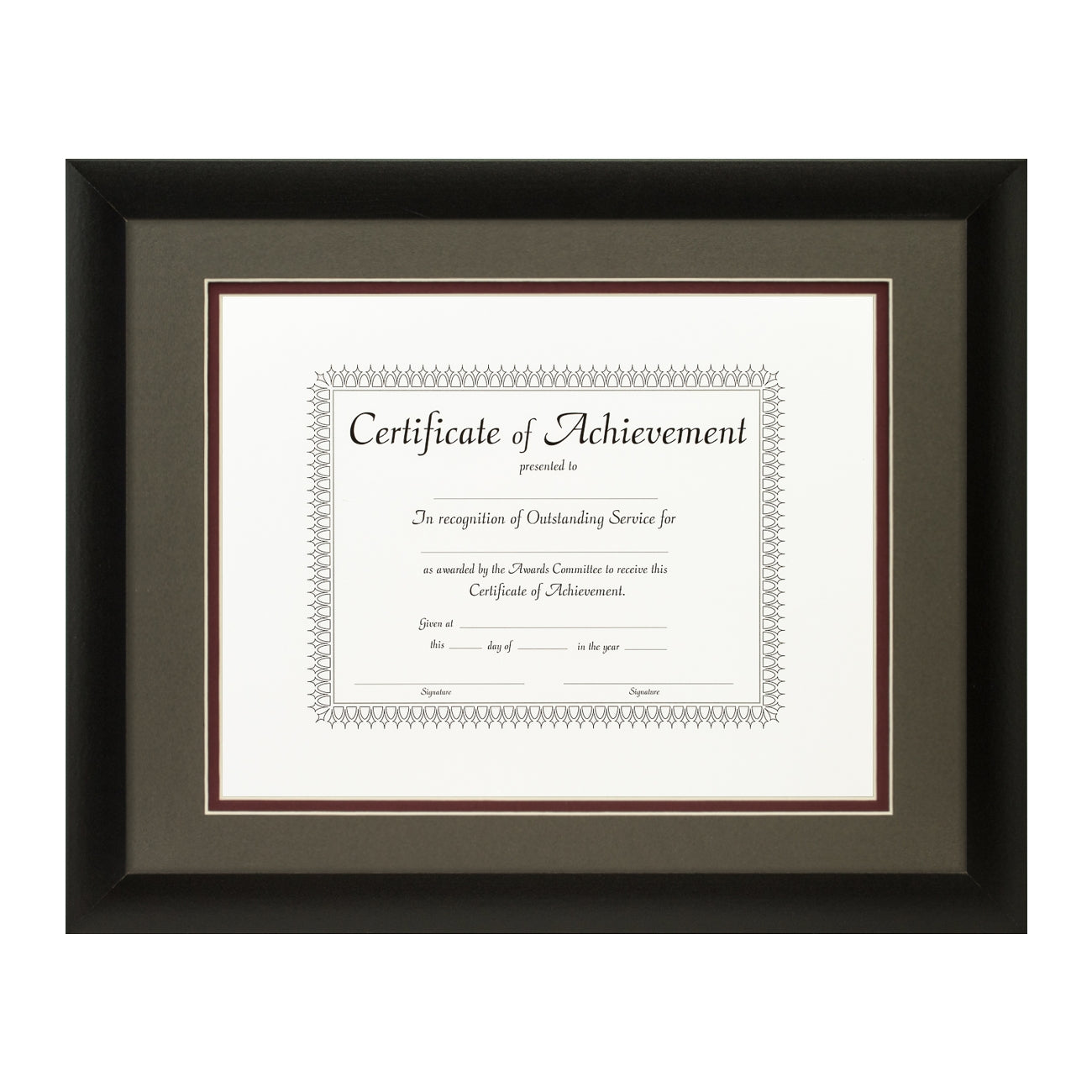 Contemporary Black Document Frame – Cinder/Maroon Mat