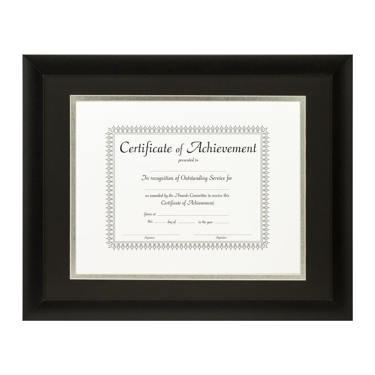 Contemporary Black Document Frame – Black/Silver Mat