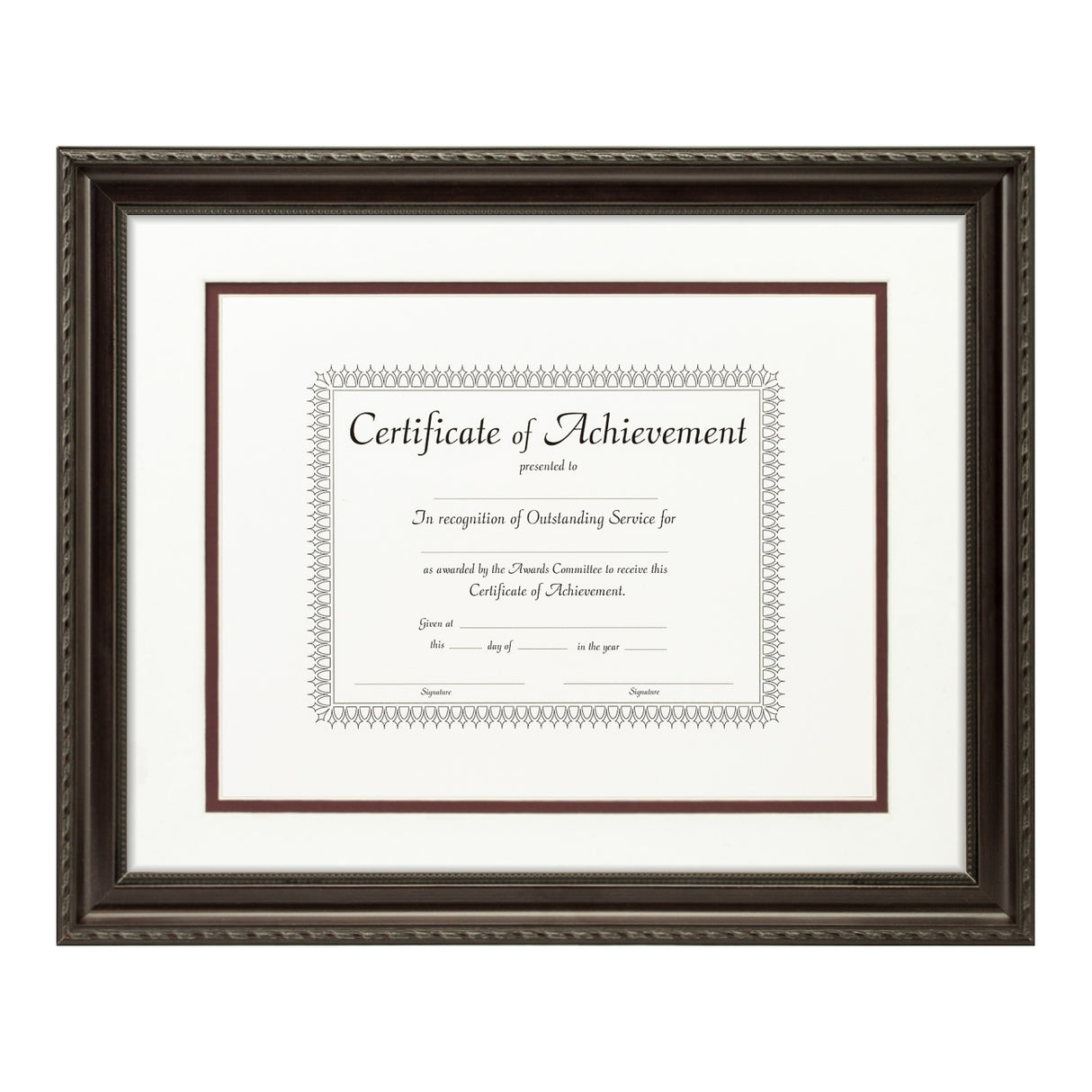Annesbury Dark Walnut Document Frame – White/Maroon Mat