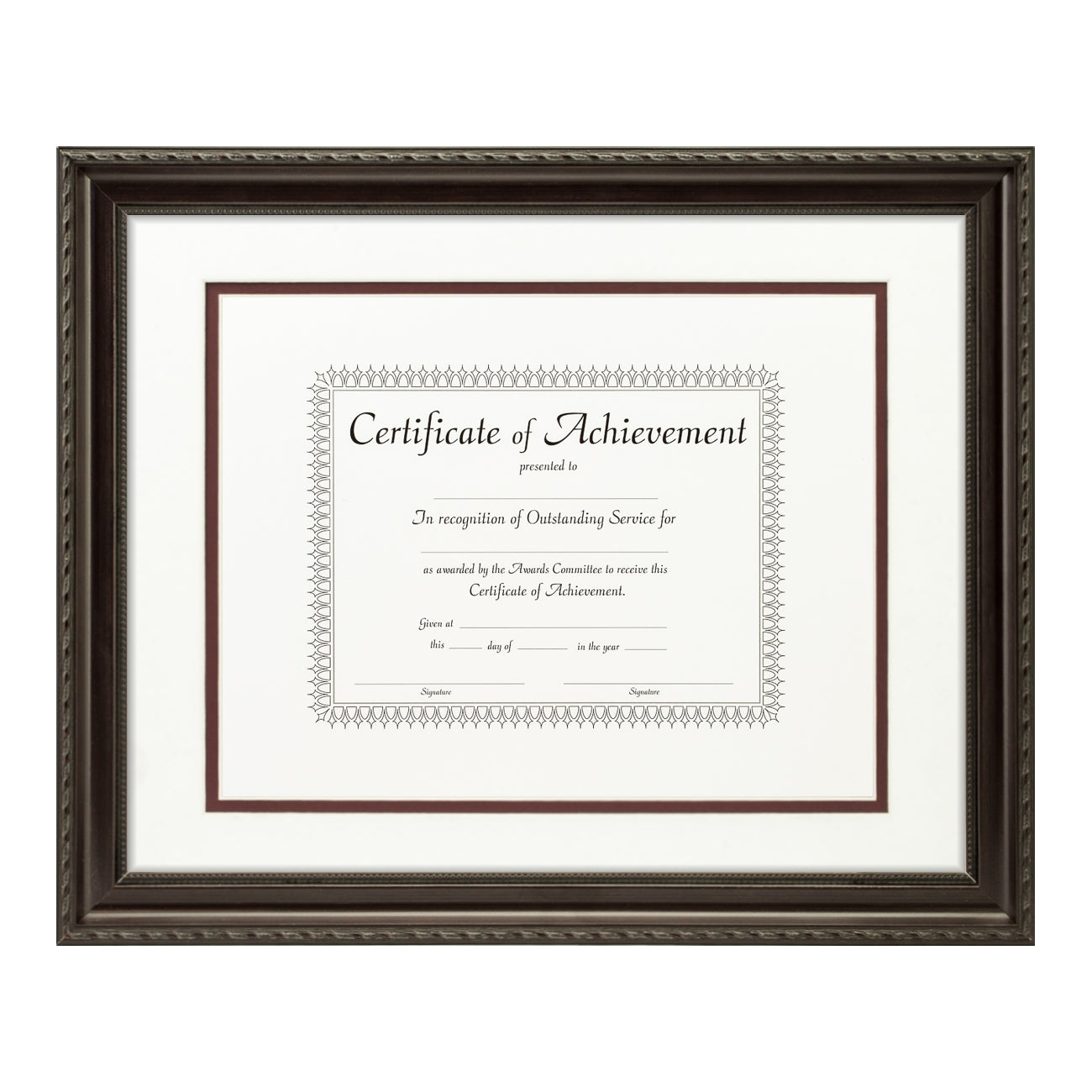 Annesbury Dark Walnut Document Frame – White/Maroon Mat