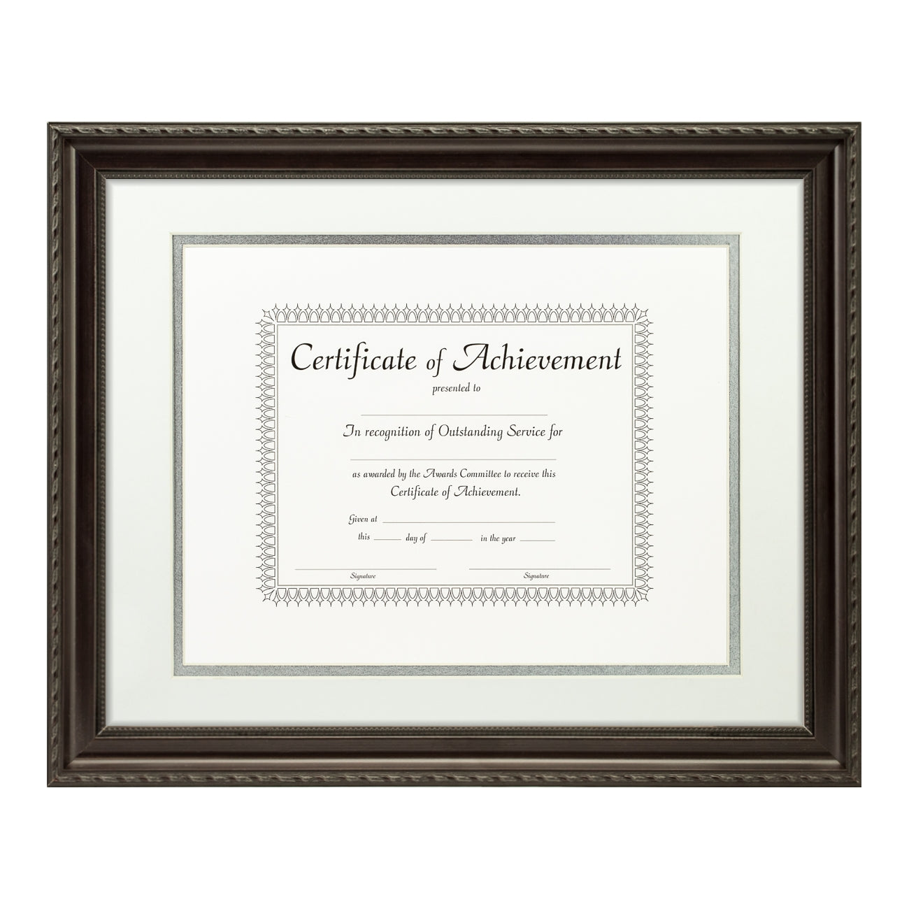 Annesbury Dark Walnut Document Frame – White/Silver Mat