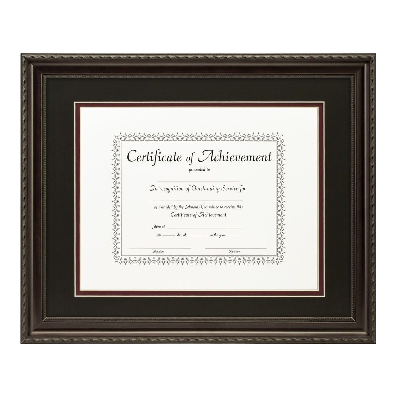 Annesbury Dark Walnut Document Frame – Black/Maroon Mat