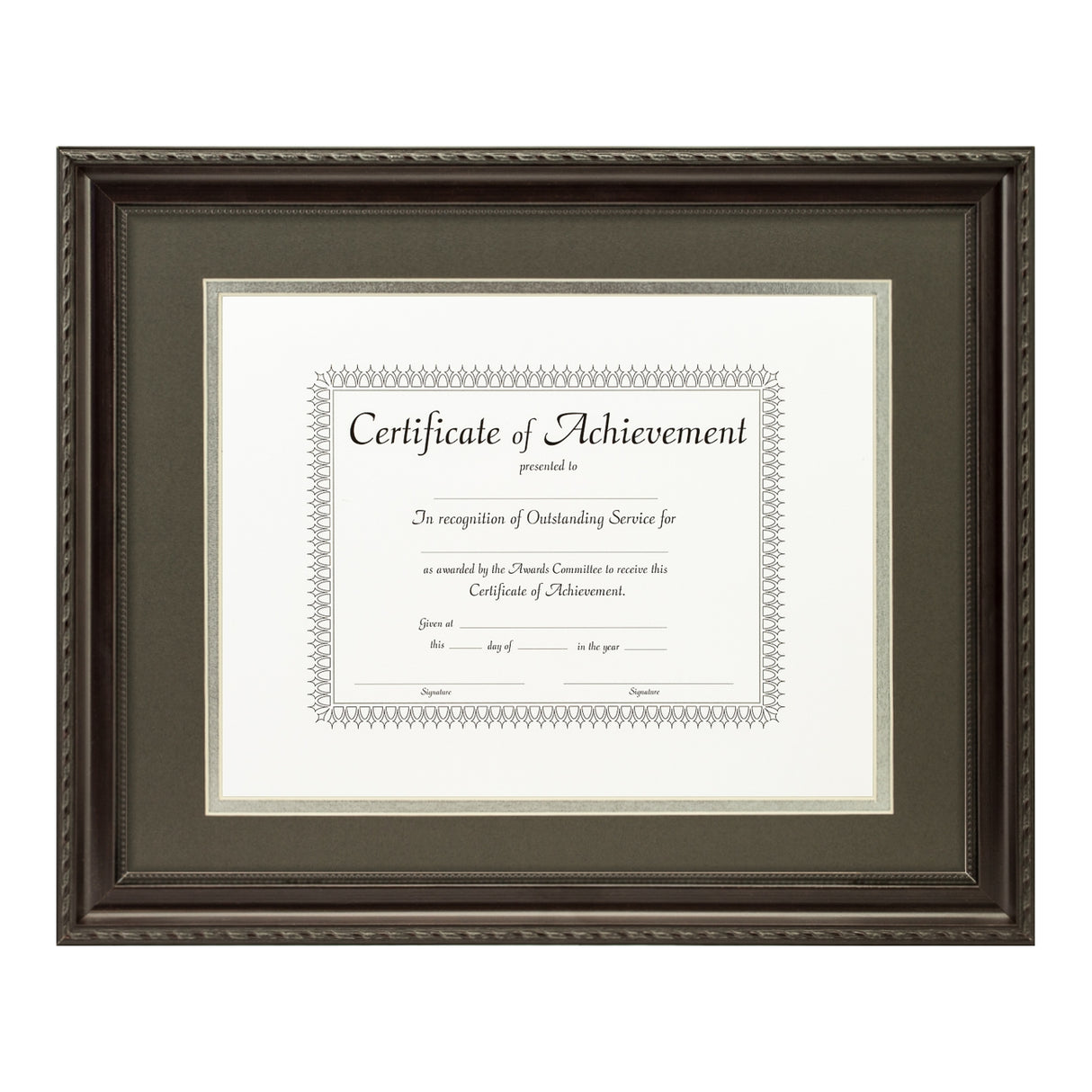 Annesbury Dark Walnut Document Frame – Cinder/Silver Mat