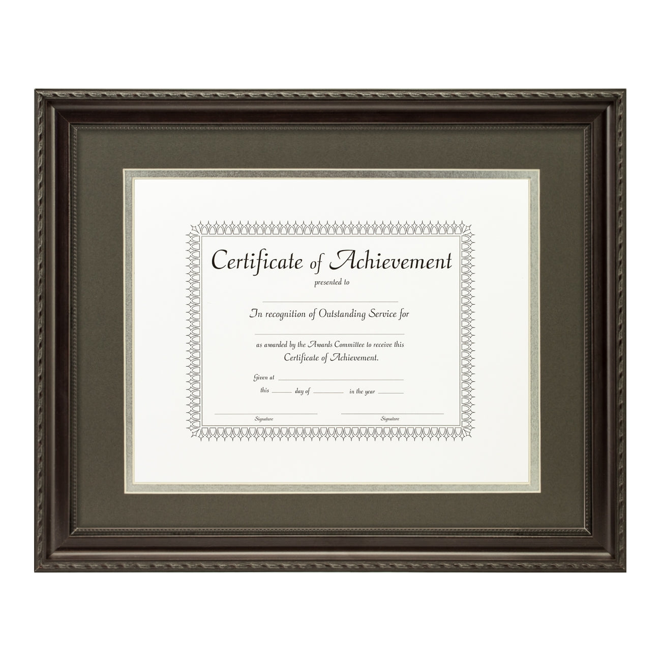 Annesbury Dark Walnut Document Frame – Cinder/Silver Mat