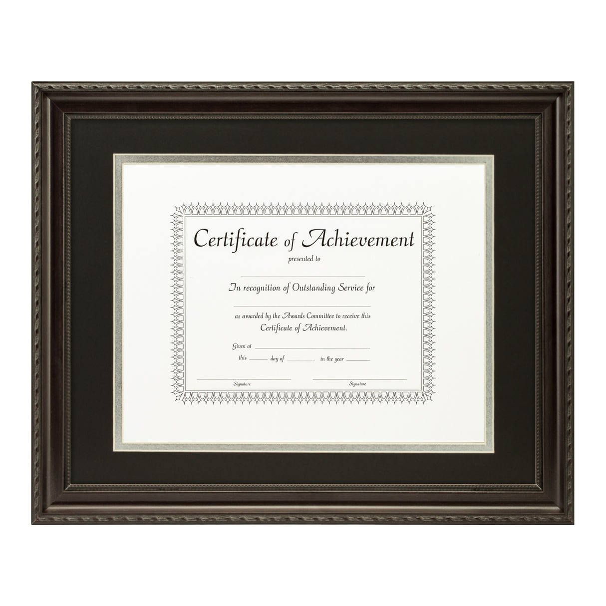 Annesbury Dark Walnut Document Frame – Black/Silver Mat