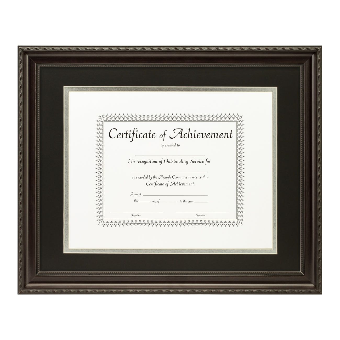 Annesbury Dark Walnut Document Frame – Black/Silver Mat