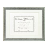 Contemporary Scratched Silver Document Frame – White/White Mat