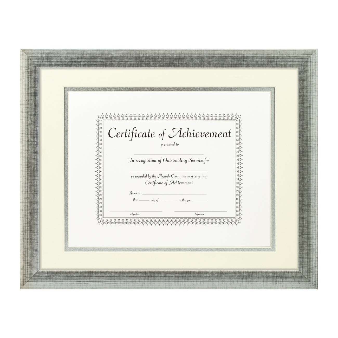 Contemporary Scratched Silver Document Frame – Papyrus/Silver Mat