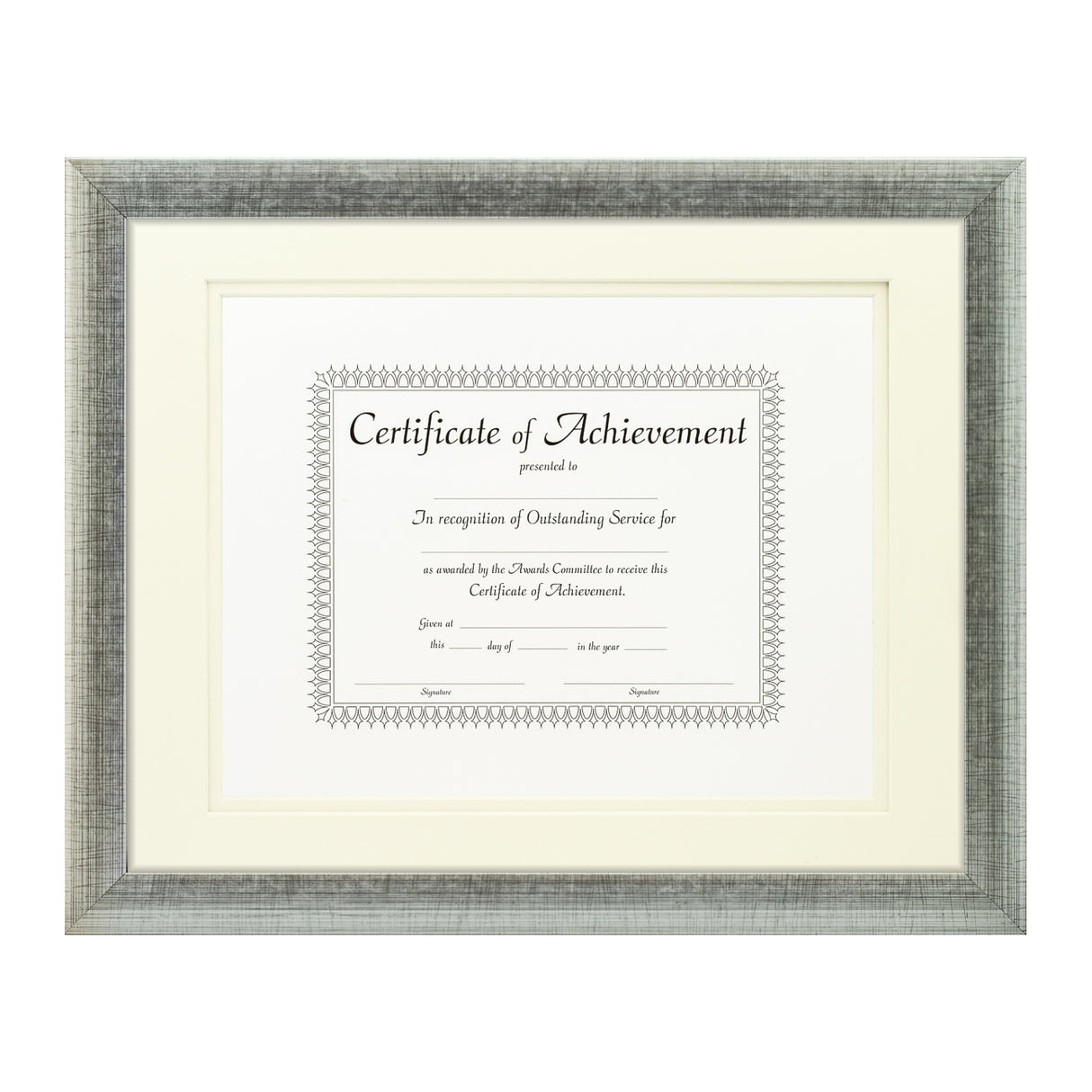 Contemporary Scratched Silver Document Frame – Papyrus/Papyrus Mat