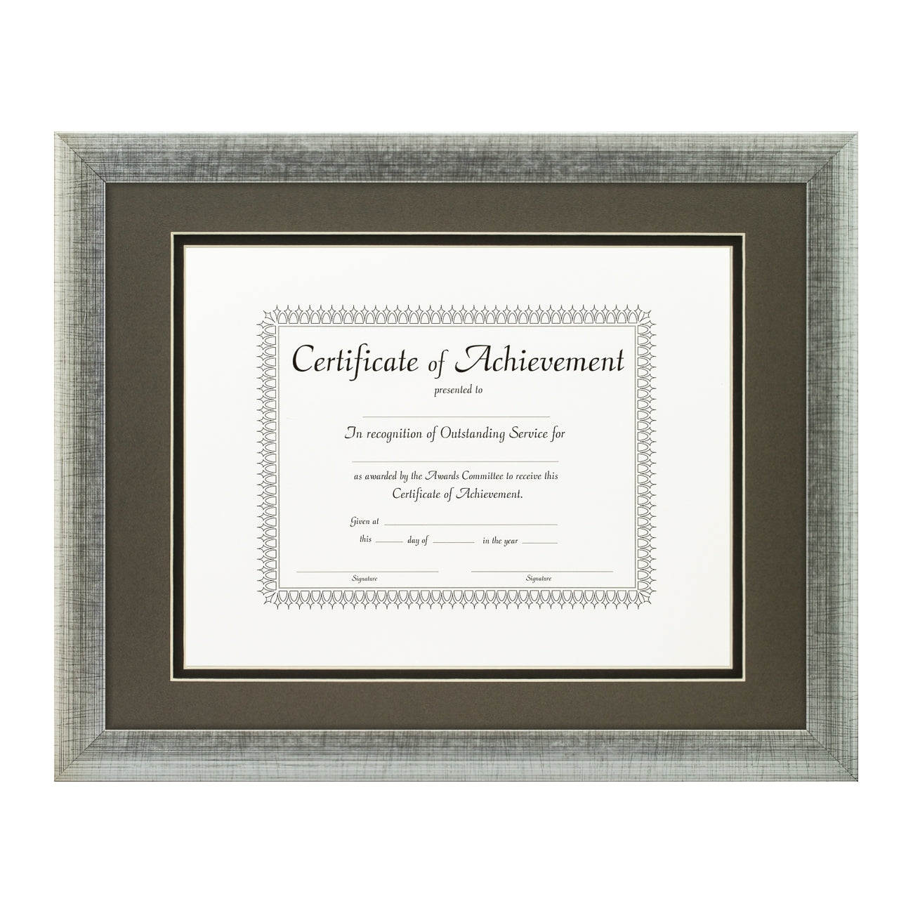 Contemporary Scratched Silver Document Frame – Cinder/Black Mat