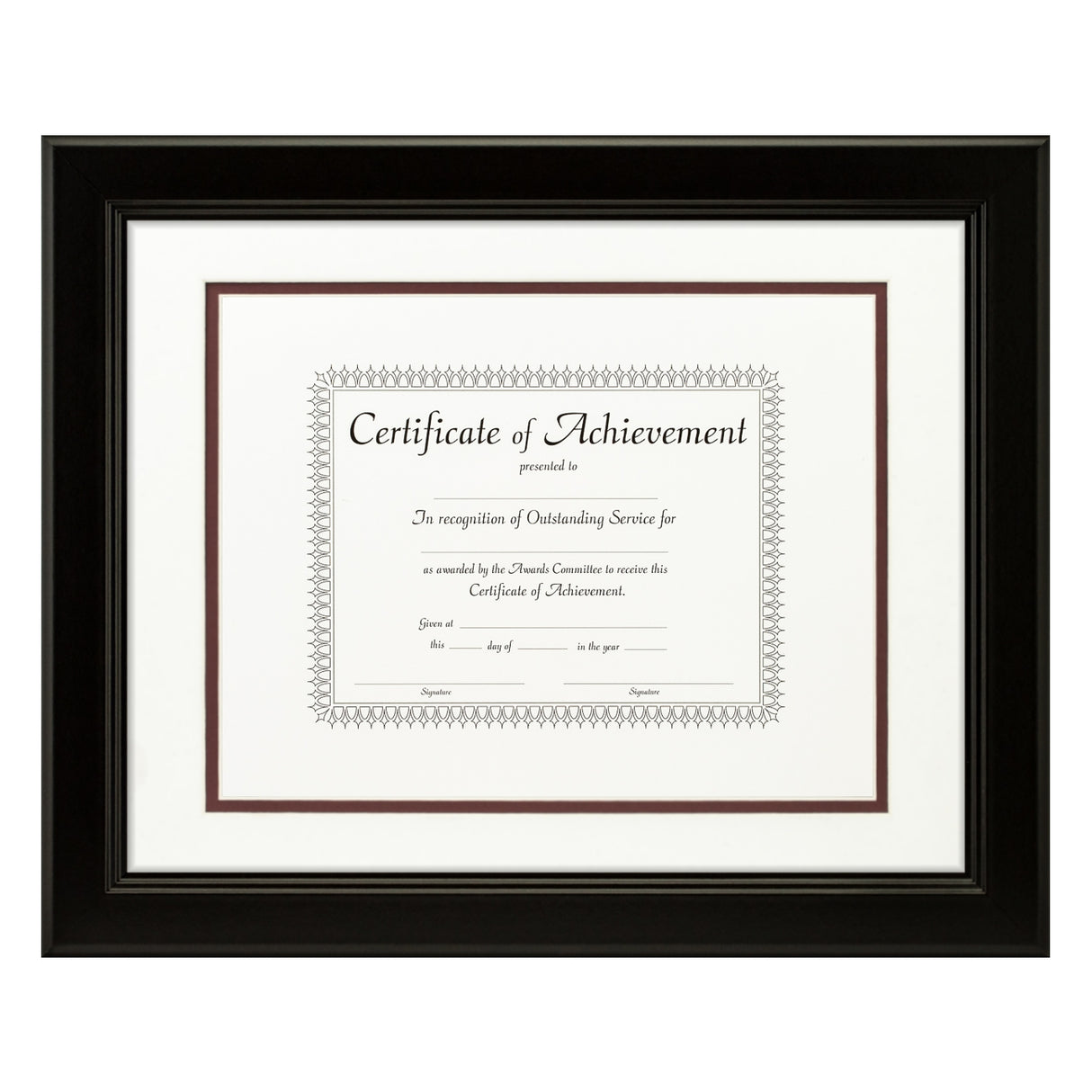 Mossehaus Black Satin Document Frame – White/Maroon Mat