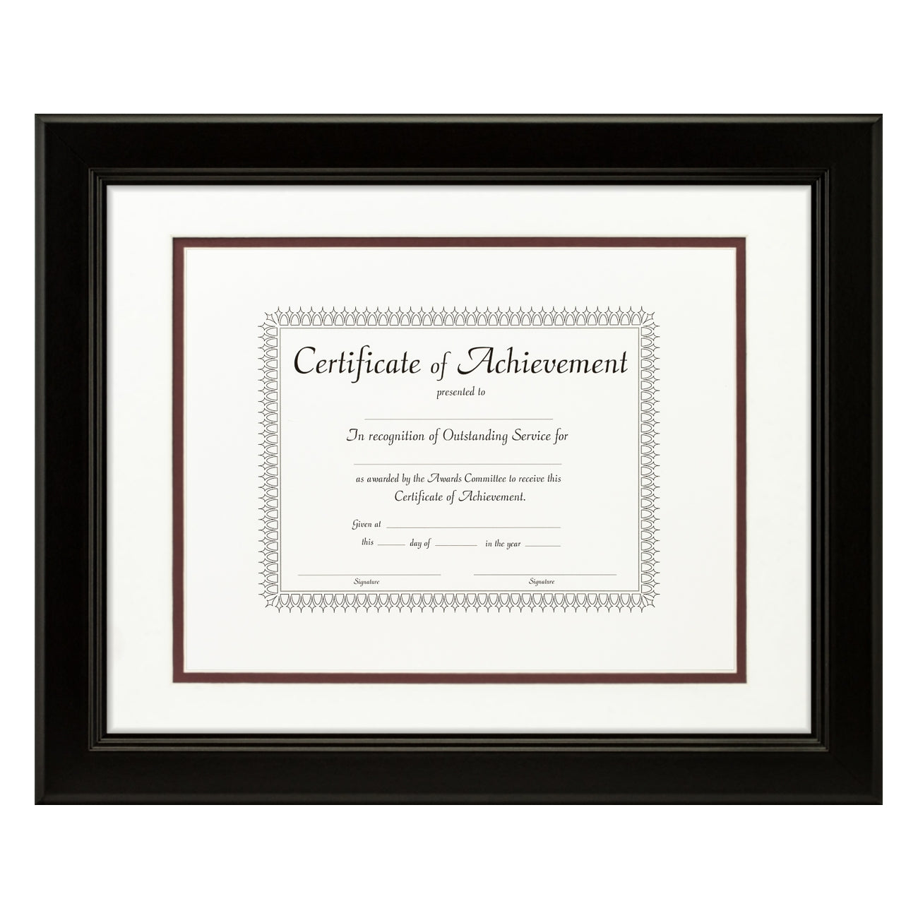 Mossehaus Black Satin Document Frame – White/Maroon Mat
