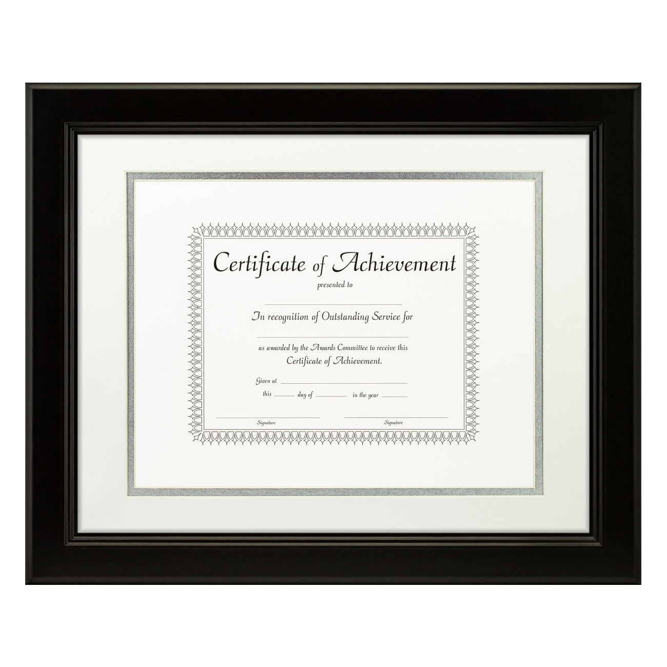 Mossehaus Black Satin Document Frame – White/Silver Mat