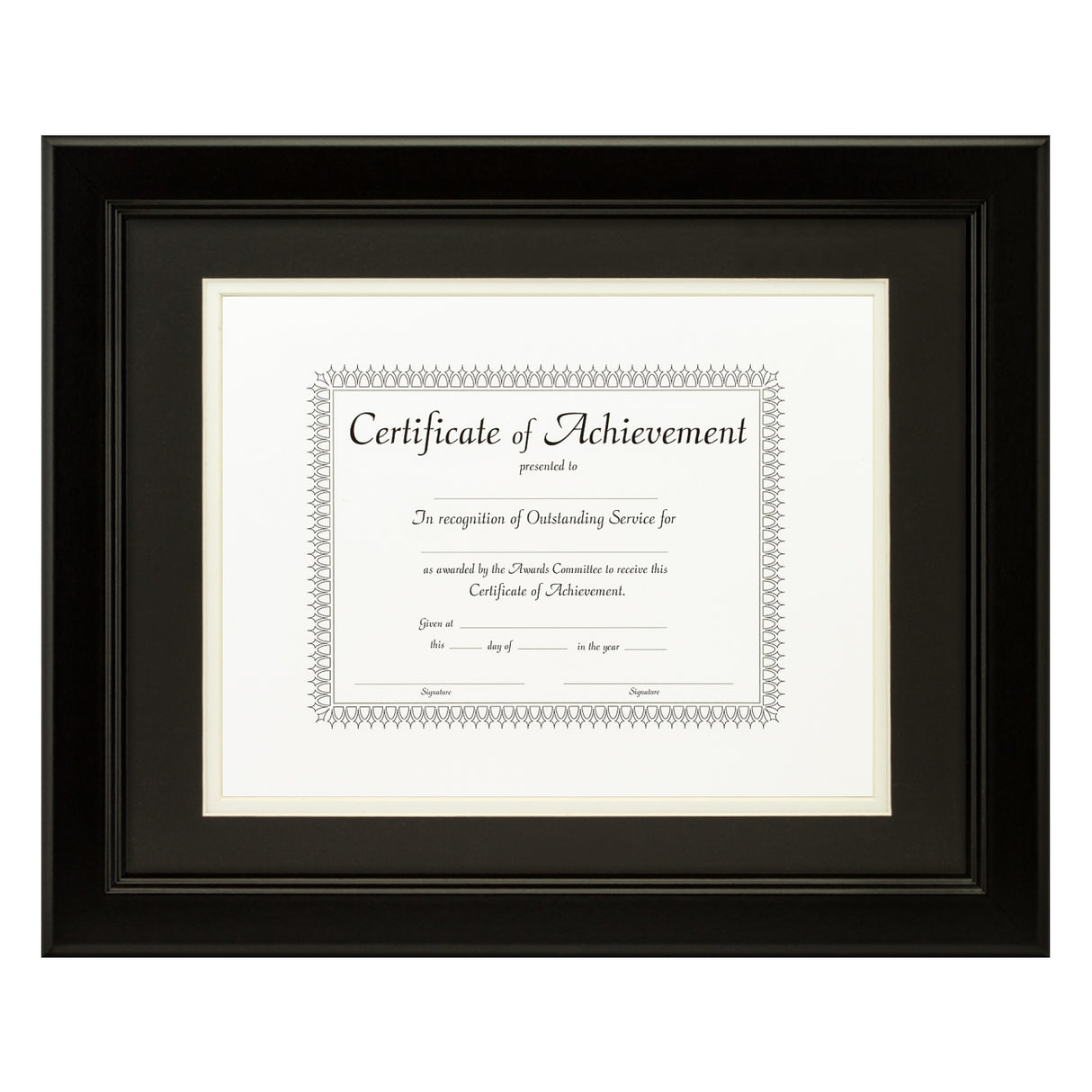 Mossehaus Black Satin Document Frame – Black/White Mat