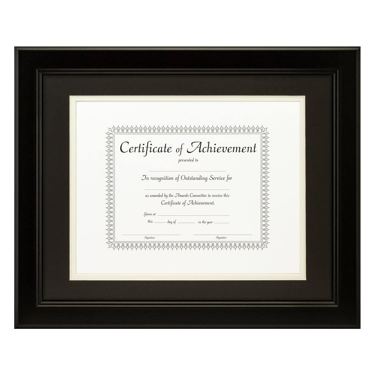 Mossehaus Black Satin Document Frame – Black/White Mat