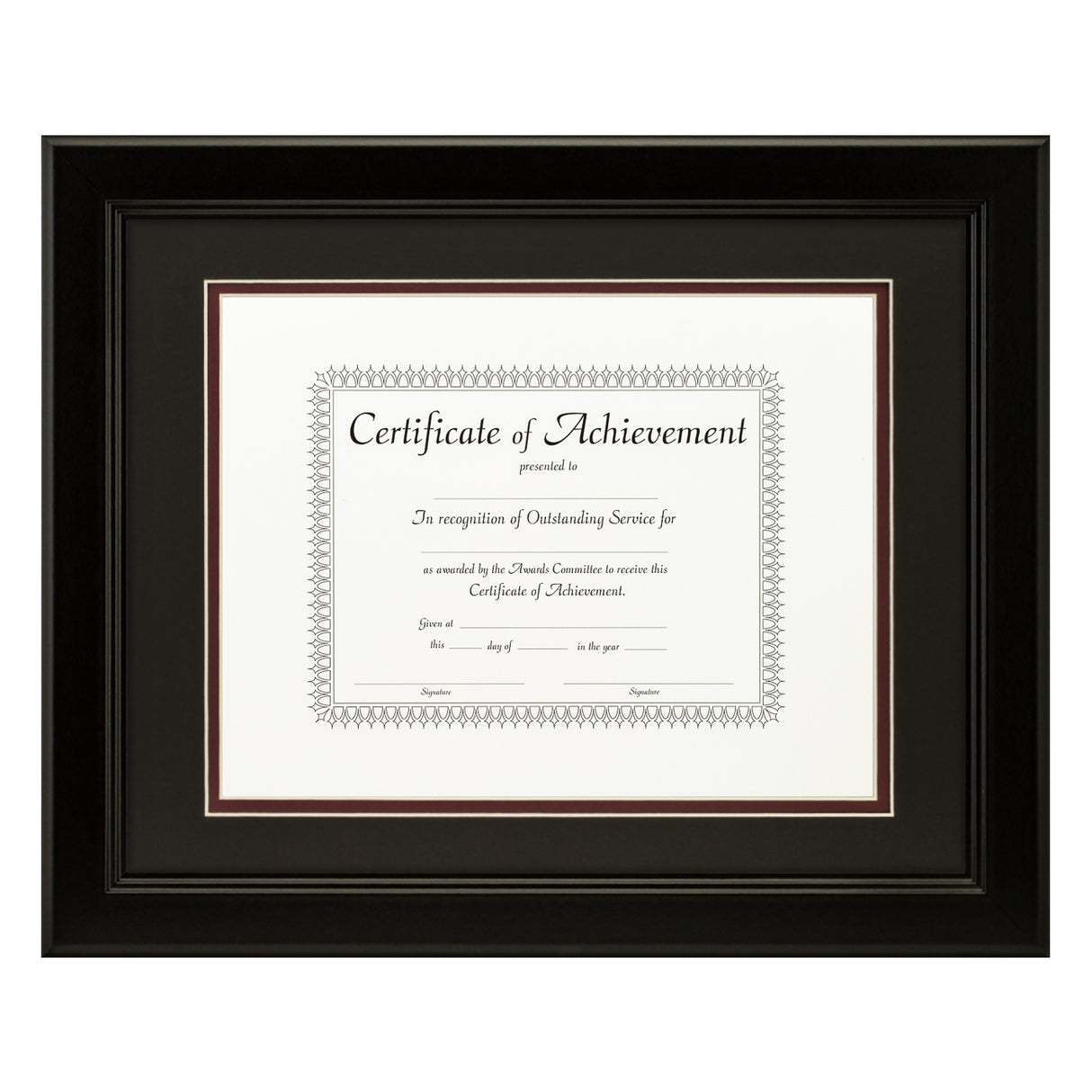 Mossehaus Black Satin Document Frame – Black/Maroon Mat