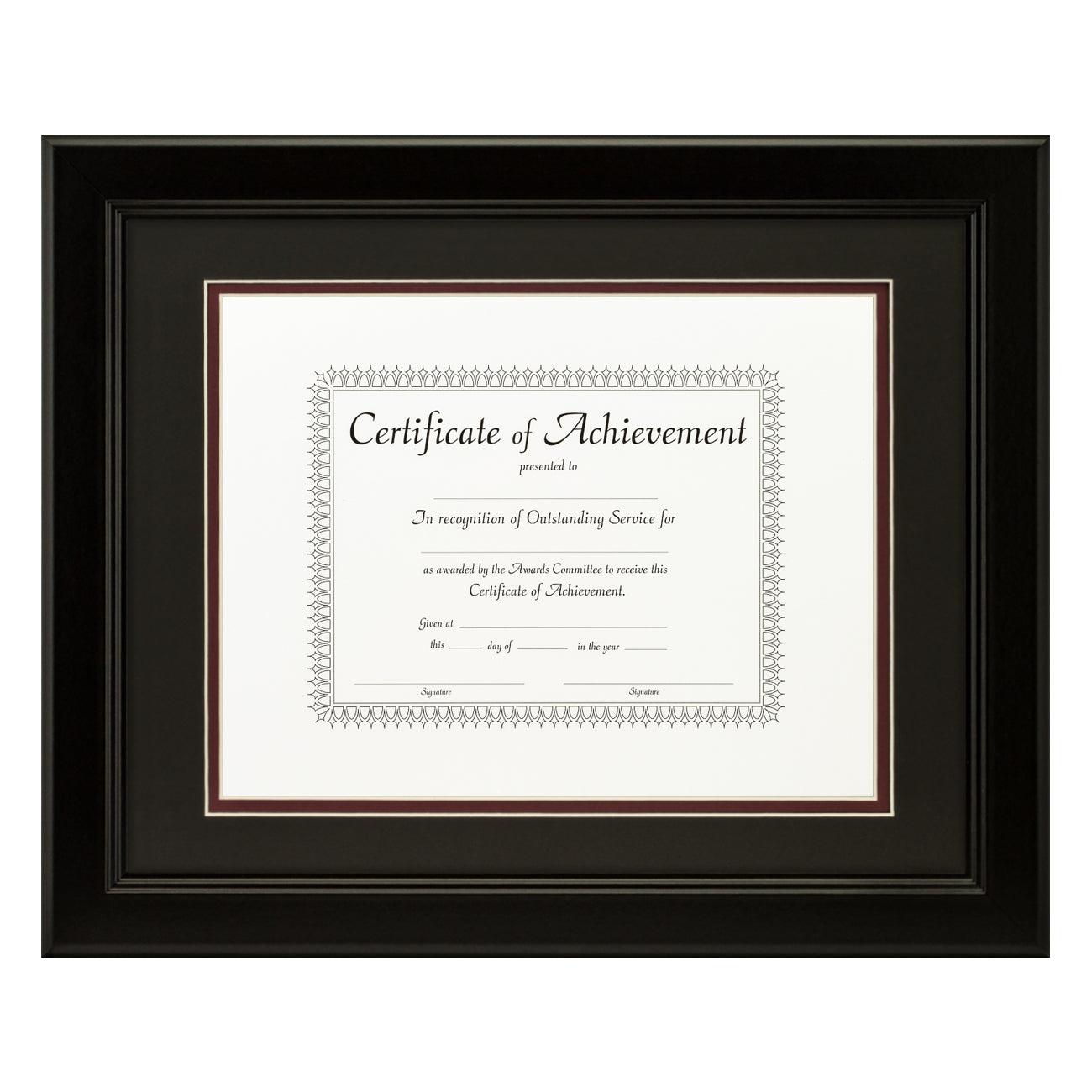 Mossehaus Black Satin Document Frame – Black/Maroon Mat