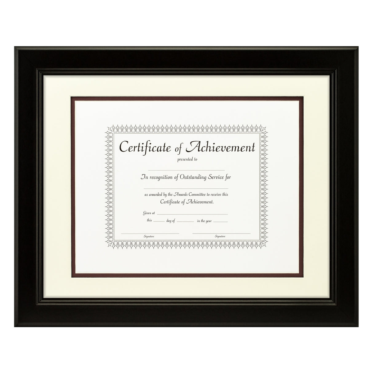 Mossehaus Black Satin Document Frame – Papyrus/Maroon Mat