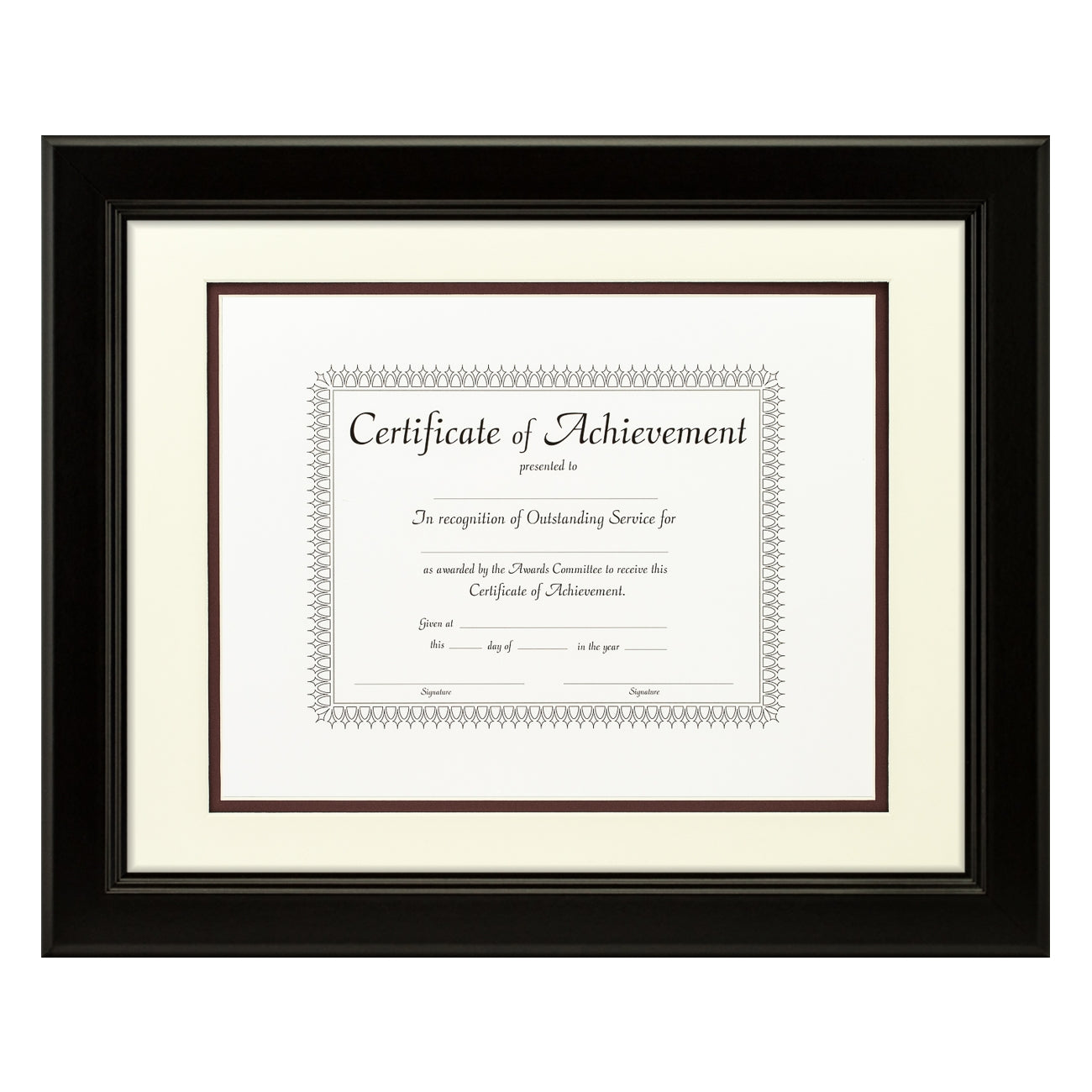 Mossehaus Black Satin Document Frame – Papyrus/Maroon Mat