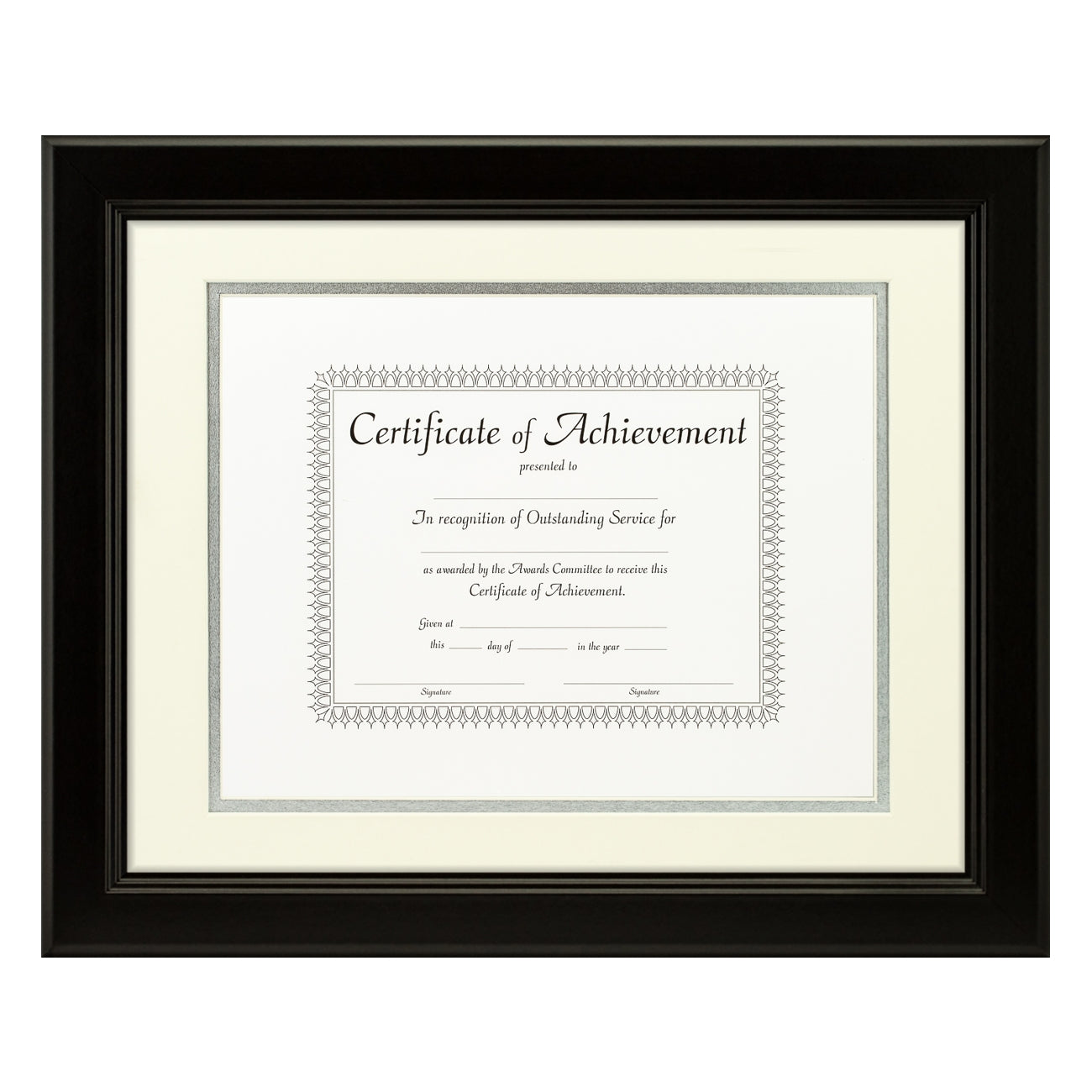 Mossehaus Black Satin Document Frame – Papyrus/Silver Mat
