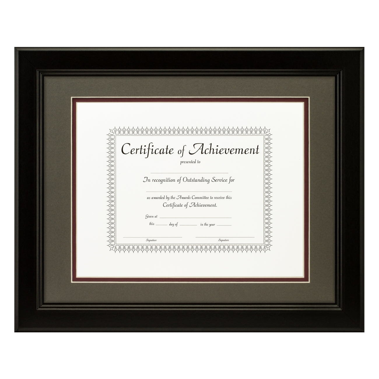Mossehaus Black Satin Document Frame – Cinder/Maroon Mat