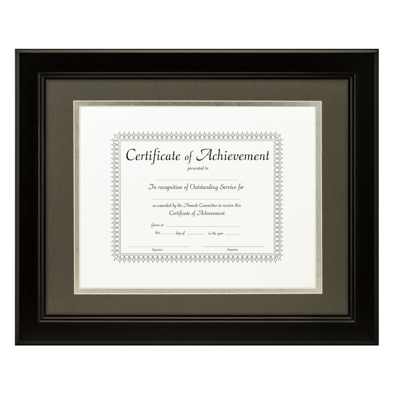 Mossehaus Black Satin Document Frame – Cinder/Silver Mat