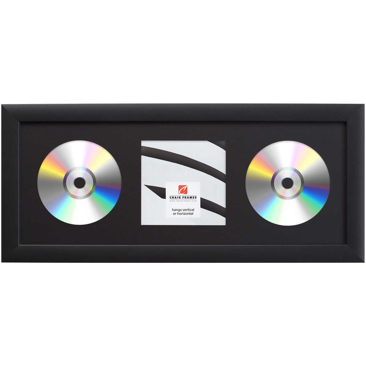 Contemporary Black Double CD Display Frame – Smooth Black Mat