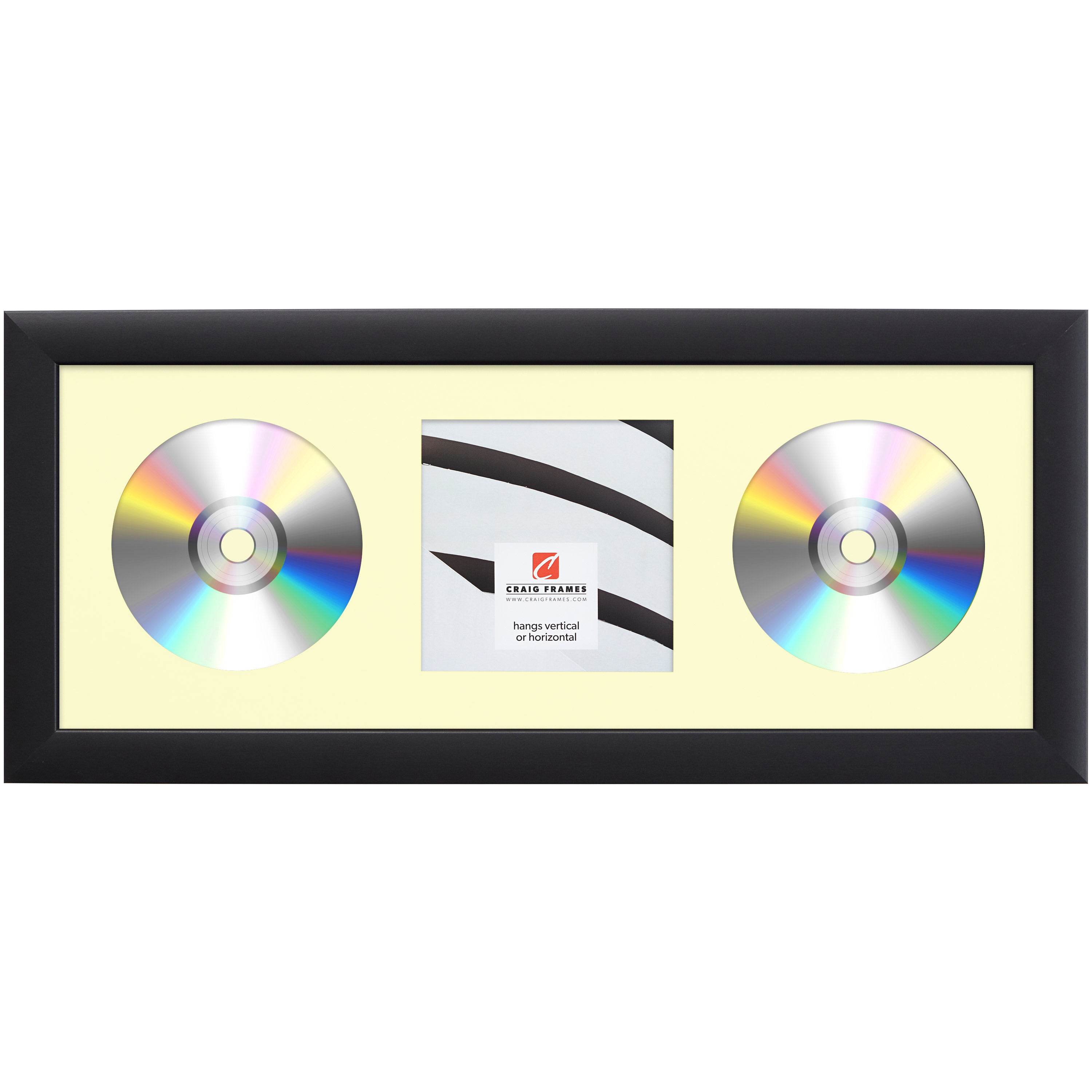 Contemporary Black Double CD Display Frame – Oat Mat