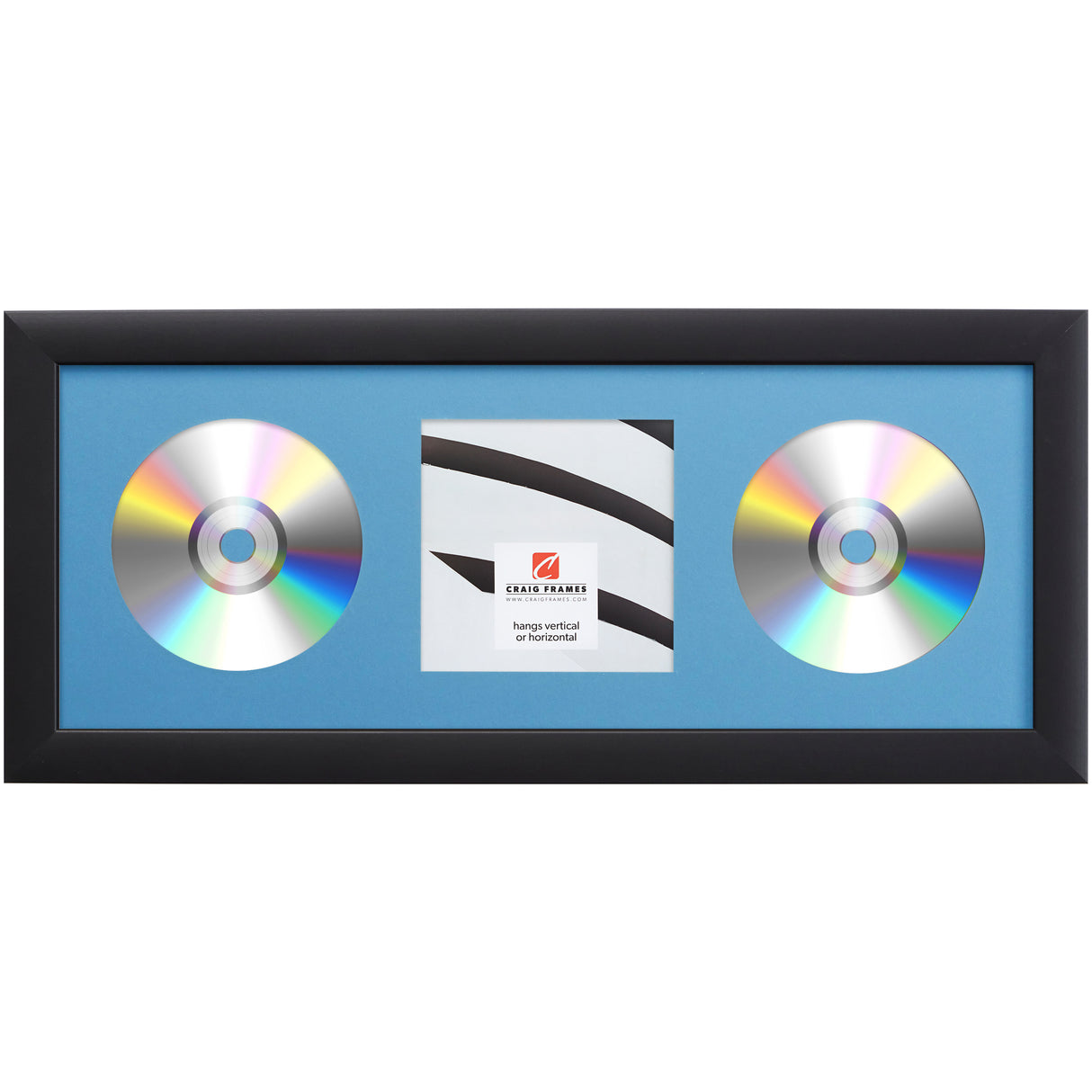 Contemporary Black Double CD Display Frame – Bay Blue Mat