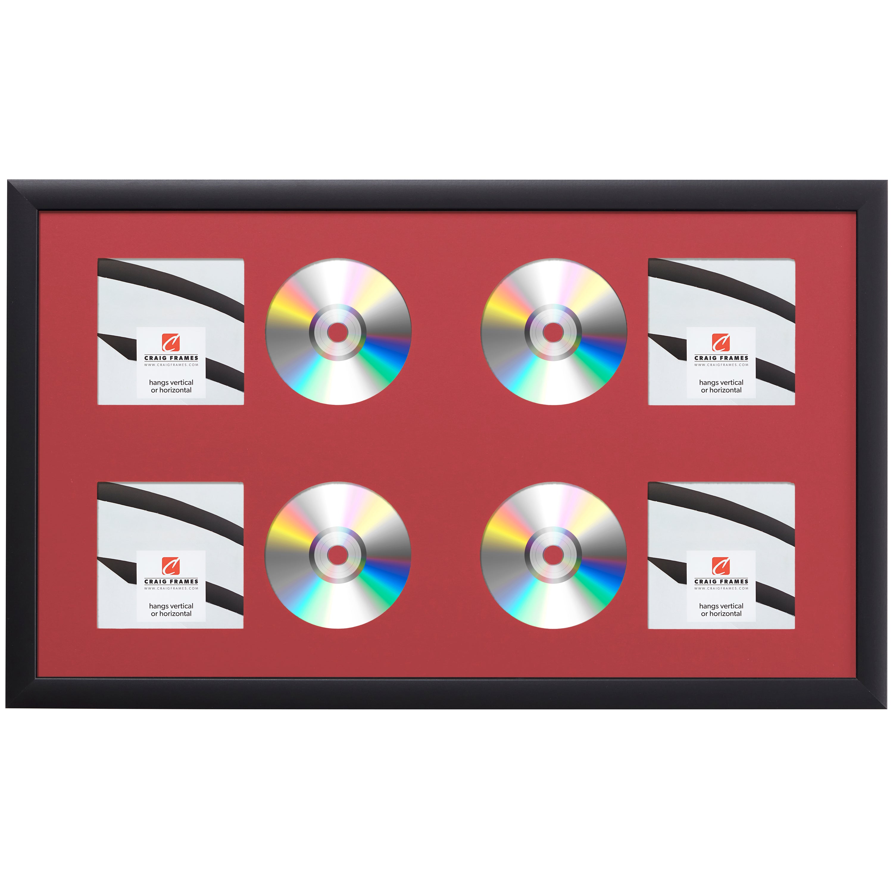 Contemporary Black Four CD Display Frame – Cardinal Mat