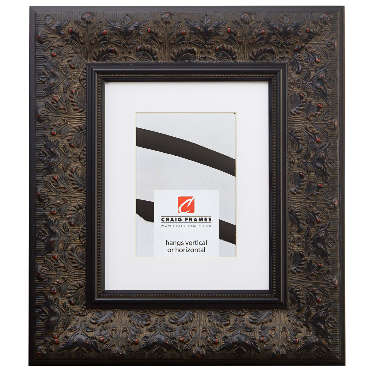 Borromini 3.5", Matted Black Walnut Picture Frame