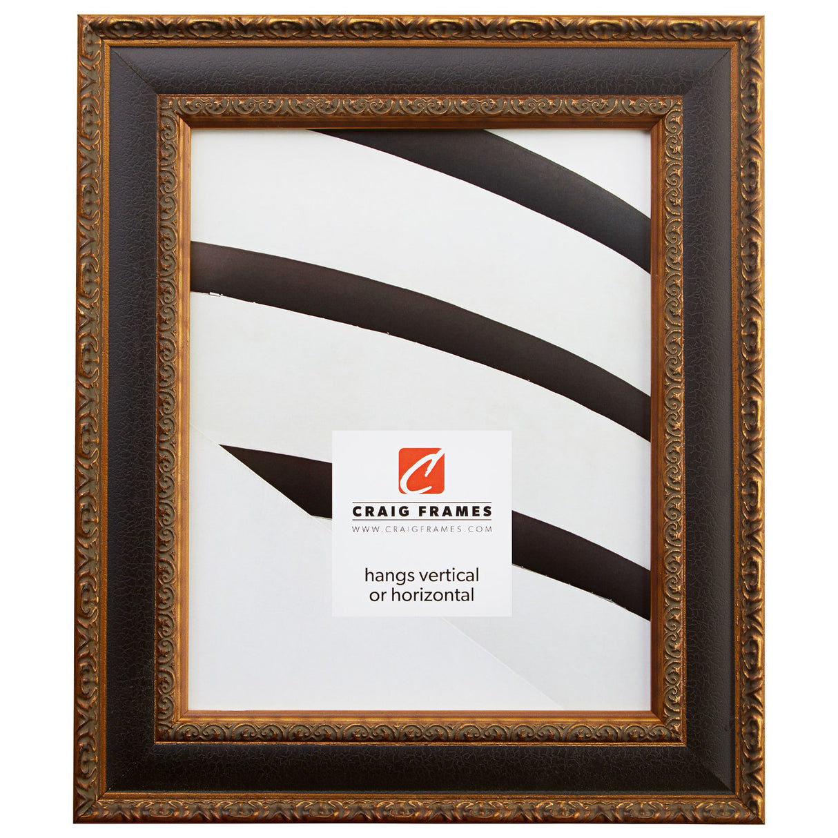 Galerie 1.75", Antique Black & Gold Picture Frame