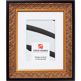 Furio 1.75", Distressed Gold and Black Matted Picture Frame