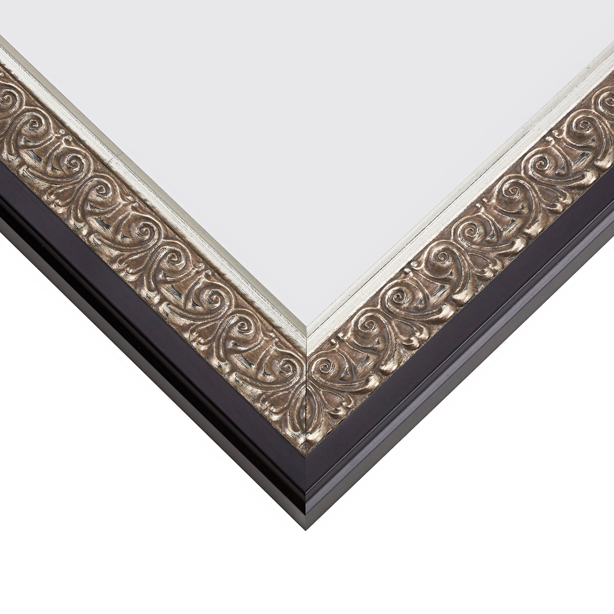 Furio 1.75", Matted Ornate Silver and Black Picture Frame