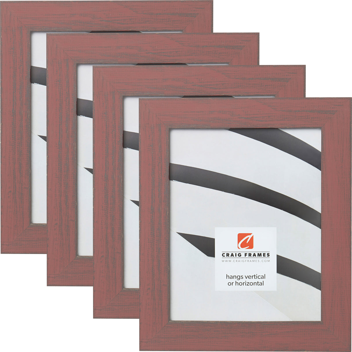 Jasper 1.5", Faded Red Weathered Picture Frames - 4 Piece Set