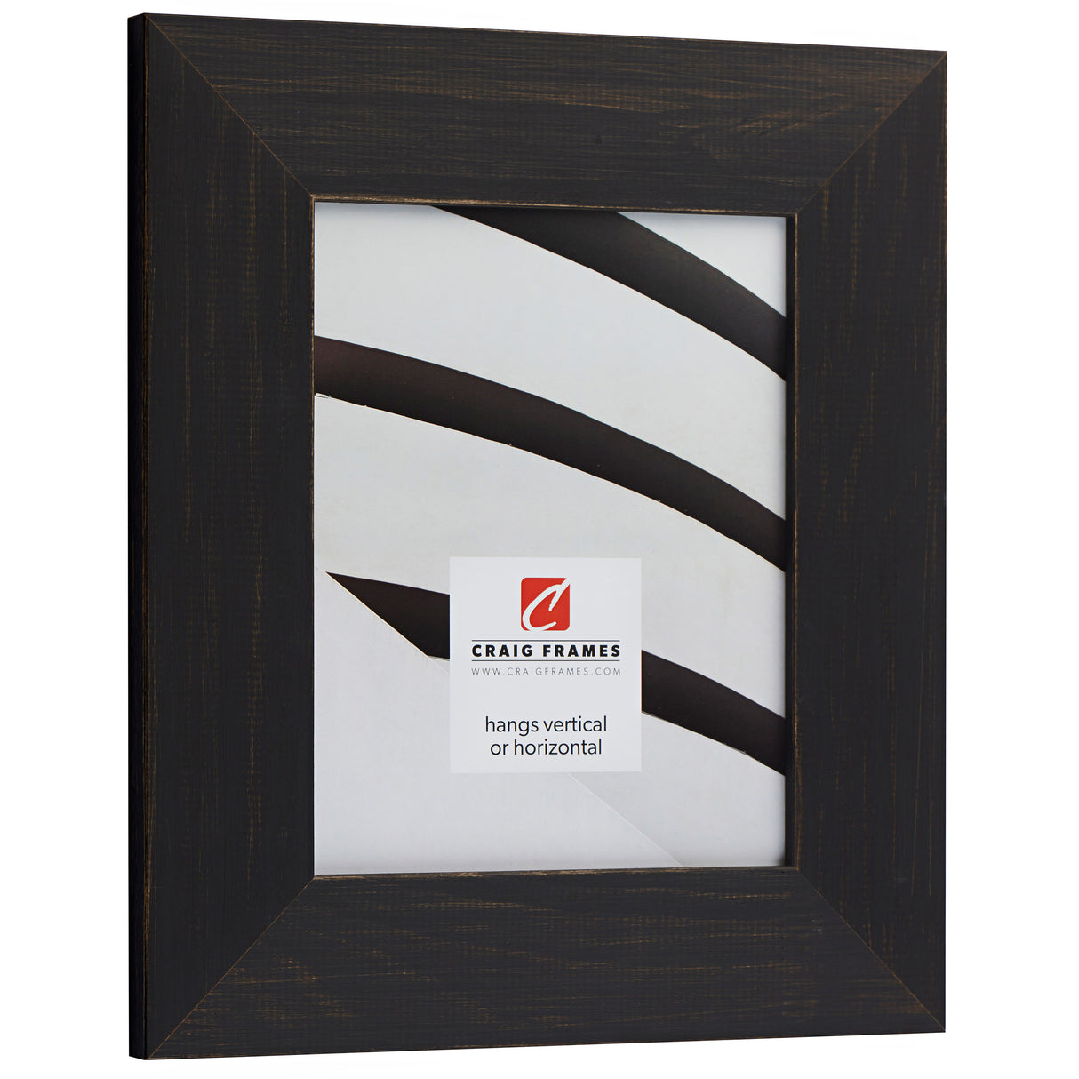 Jasper Wide 2.5", Rustic Charcoal Black Matted Picture Frame