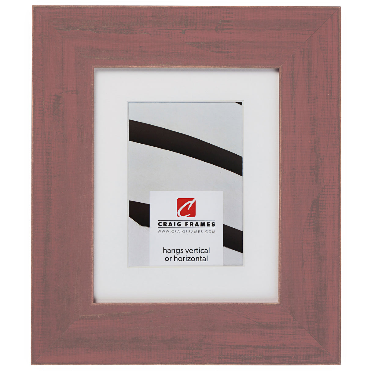 Jasper Wide 2.5", Rustic Faded Red Matted Picture Frame