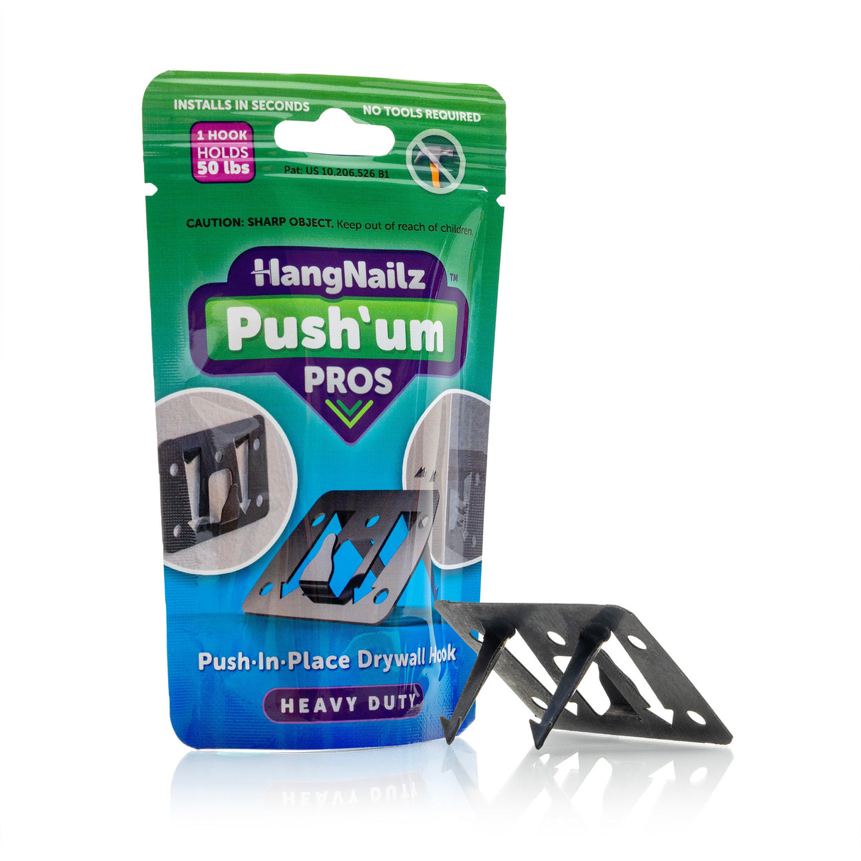HangNailz Push'um Pros – Heavy-Duty Push-In Wall Hook 2