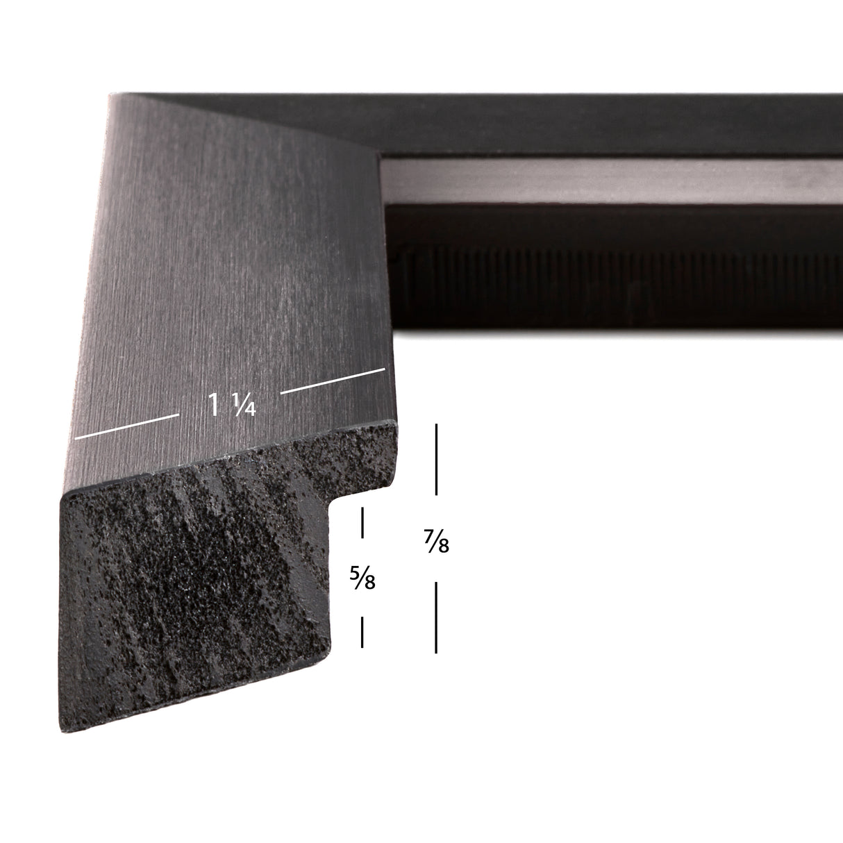 Modern Aesthetics 125 1.25", Brushed Charcoal Matted Picture Frame
