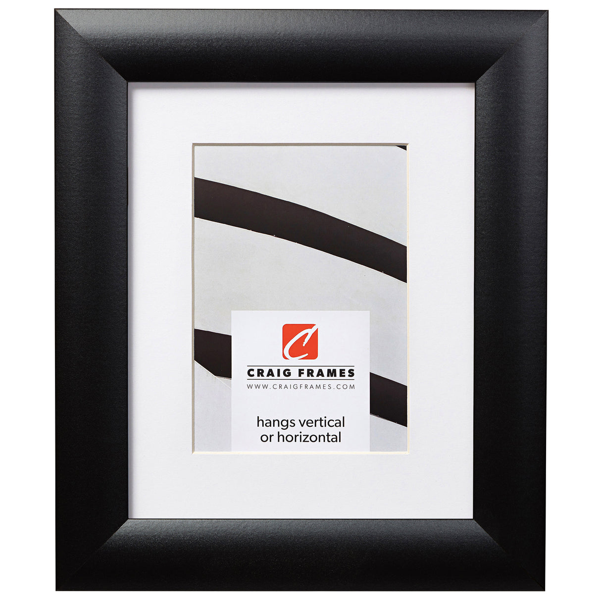 Contemporary Wide 1.625", Matted Gallery Black Picture Frame