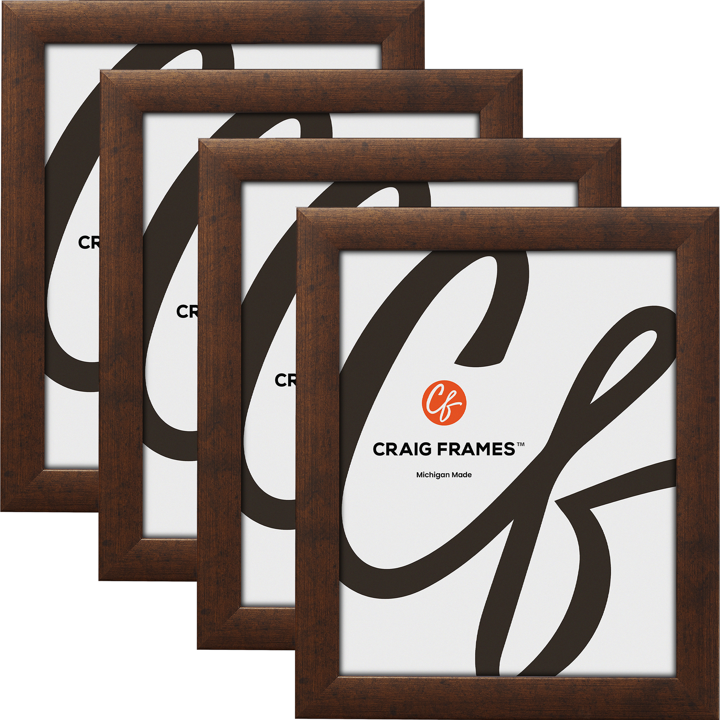 Craig Frames 1" Contemporary Rustic Copper Picture Frame, Set of 4